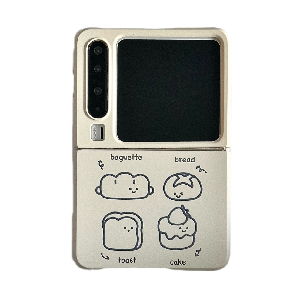Line Art Toast Bread Phone Case Suitable For Huawei P60, Cute Foldable Pocket2/PuraX Niche_voghion.com