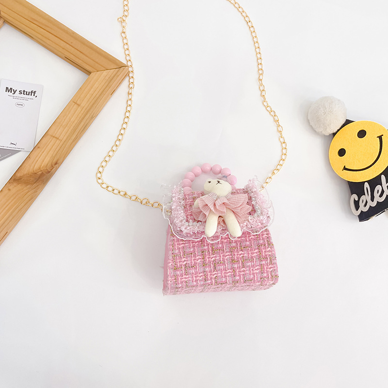 Estilo coreano princesa bolsa de mensajero mini bebé estilo occidental Chanel estilo cadena bolsa pequeña bolsa cuadrada conejito de dibujos animados bolsa de hombro