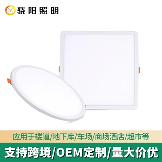 跨境专供面板灯筒灯嵌入式圆形方形商照灯厨房暗装白色平板灯批发