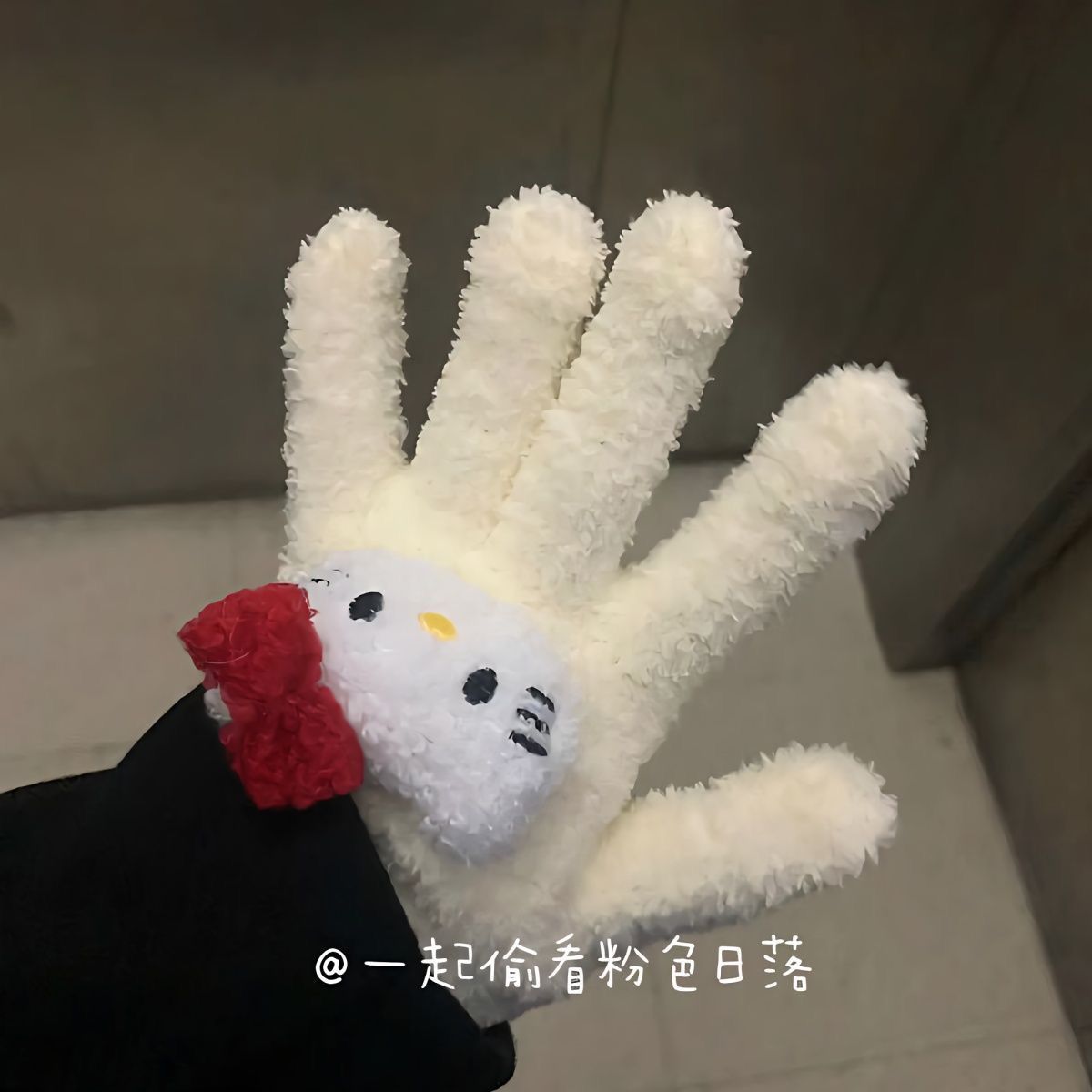 헬로 키티 장갑과 함께 작은 빨간 책 겨울 따뜻한 산호 양털 사탕 컬러 봉제 5 손가락 고등학교 학생 조수
