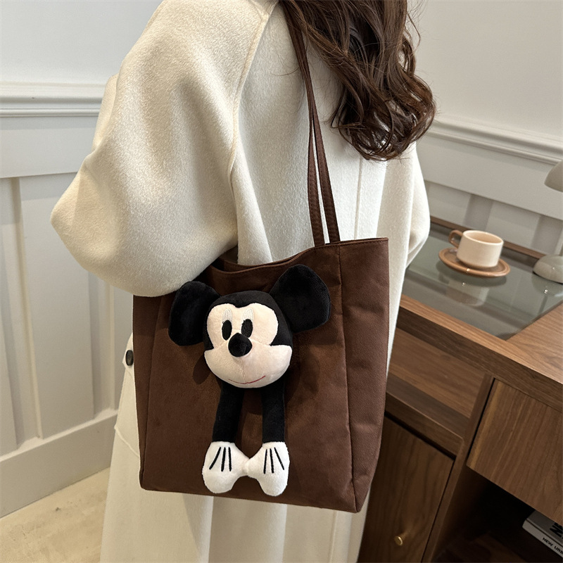 Bolsas retro de gran capacidad para mujeres 2024 nuevo otoño e invierno bolsa de compras ocio de hombro de dibujos animados para trabajar bolsa de viaje