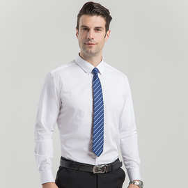 竹纤维男士衬衫商务免烫职业上班正装中年纯色白衬衣长袖男装休闲