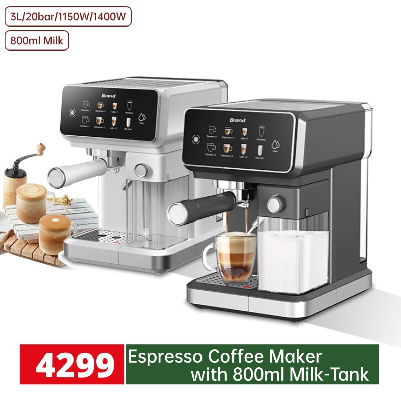 Espresso Interchangeable Head Compatible with Nestlé Duo Capsule with Milk Tank Semi-Automatic 3-in-1 Espresso Machine