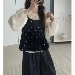 十三行2025秋季新款设计感两件套复古长袖衬衫女小众吊带上衣