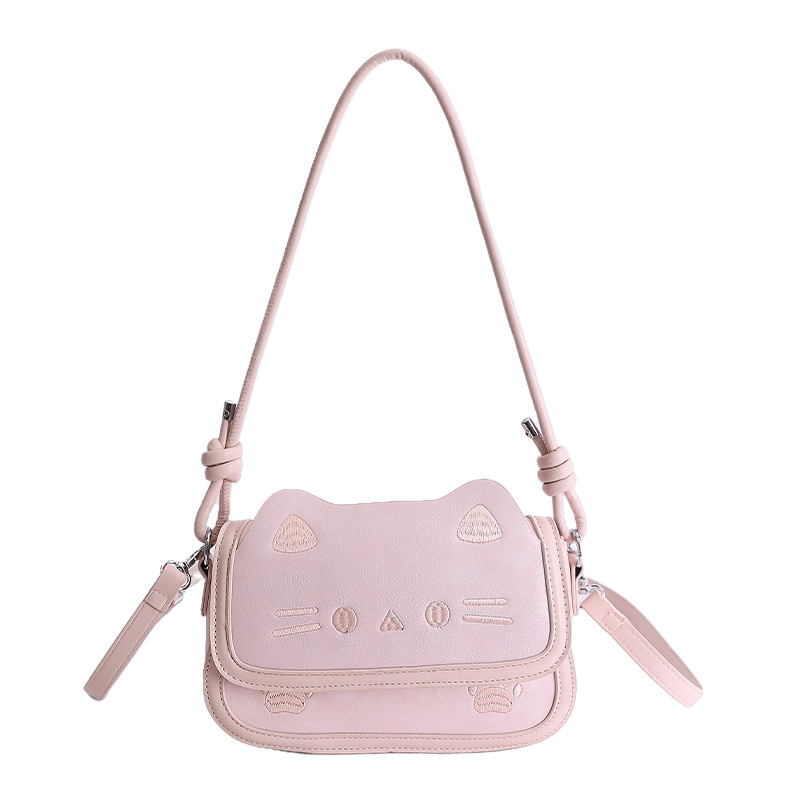 Coreano lindo gato de dibujos animados bolso de mano mujer 2026 nuevo nicho estilo universitario lindo bolso de hombro pequeño image 7