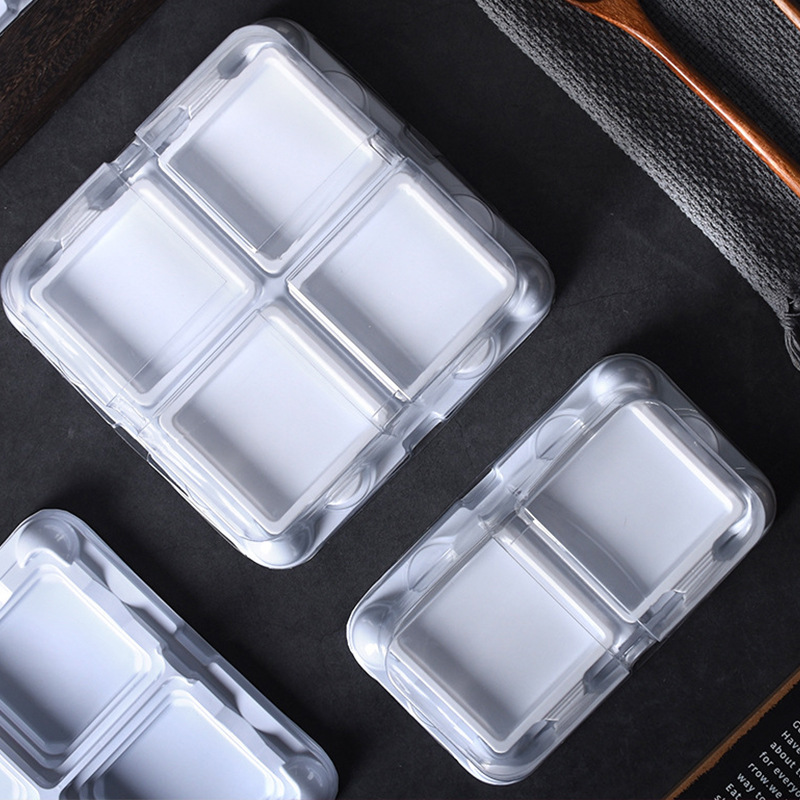 Yema de huevo crujiente nieve Meinoang 2/4 PCs caja de ampolla desechable PET puff carne seca hilo de arroz glutinoso pastel de postre caja de embalaje