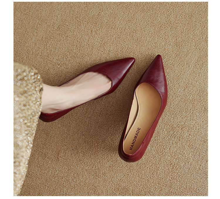 Giày cao gót mũi nhọn kiểu Pháp size 33-41, giày nữ xuân thu mới, giày cao gót đơn giản đi làm — Màu nâu chi tiết 4