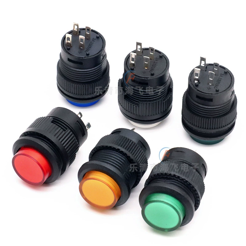 Supply circular buttons switch R16-503 Self-lock-free lamp, lightless plastic flat-head switch screw model