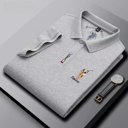 Business foreign trade shirt summer men's short-sleeved T-shirt embroidered large-size lapel polo shirt casual youth loose men's clothing