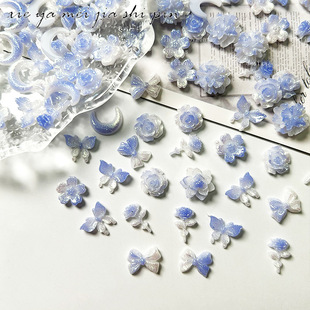 New blue pure desire nail accessories high-grade ancient style elegant luminous nail accessories mixed material package