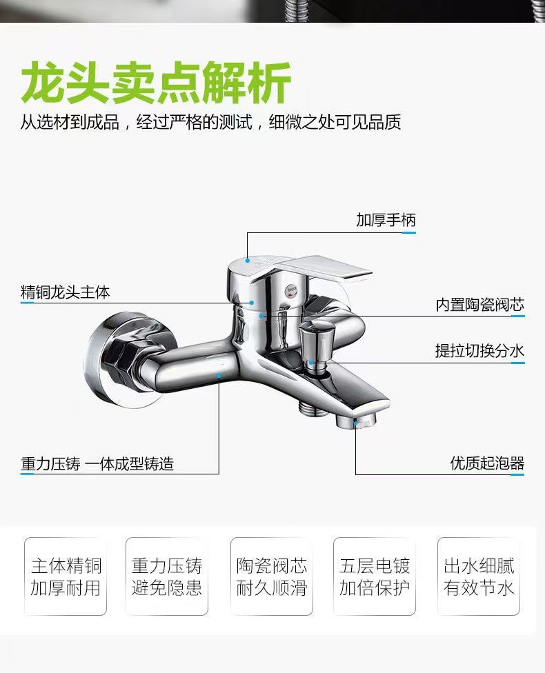 Full copper cold and hot water faucet, shower head cover, bathroom water heater, shower anti-freezing three-in-one mixing valve with free shipping details Picture