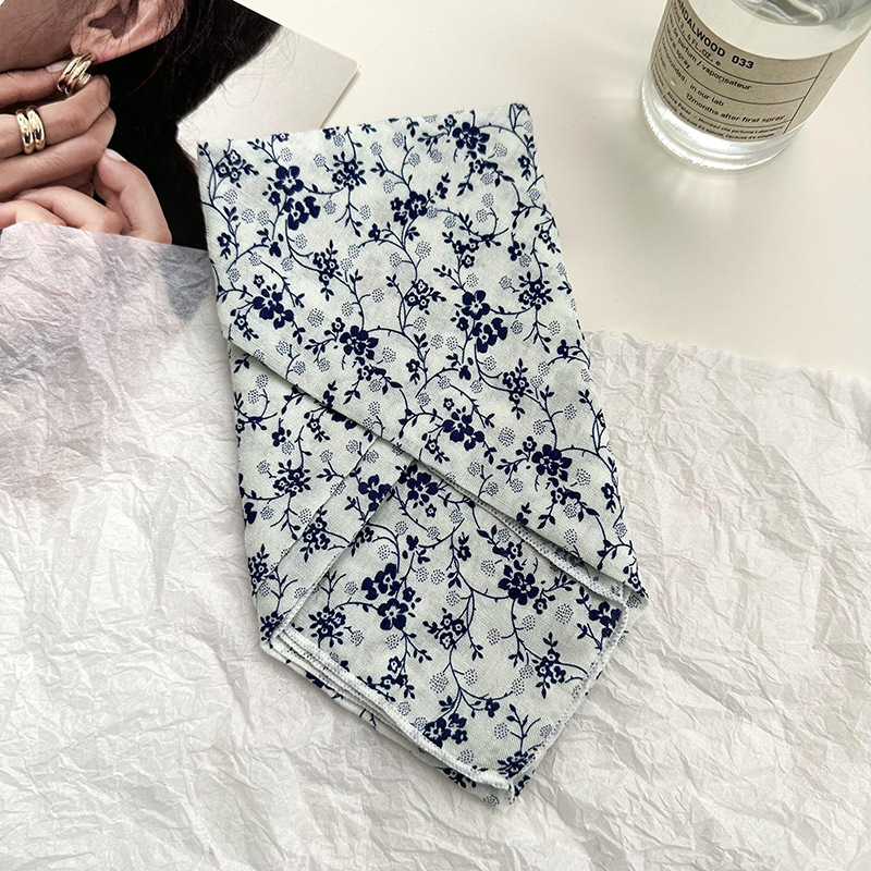 55 bufanda de seda, cinturón para el cabello, algodón y lino, bufanda cuadrada pequeña, arte coreano, moda de todo fósforo, primavera y otoño, nueva bufanda de temperamento, bufanda