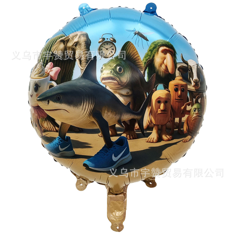 跨境美国山海经tungtungsahur木棍人卡布奇诺香蕉猴鲨鱼铝膜气球|undefined