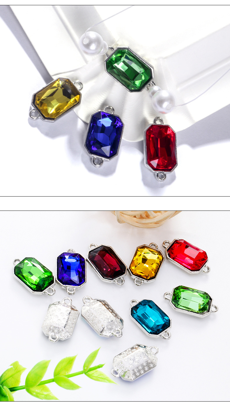 The manufacturer supplies rectangular octagonal double-hole pendants, glass rhinestones, diy necklaces, earrings, and crystal diamond pendants detail image 6