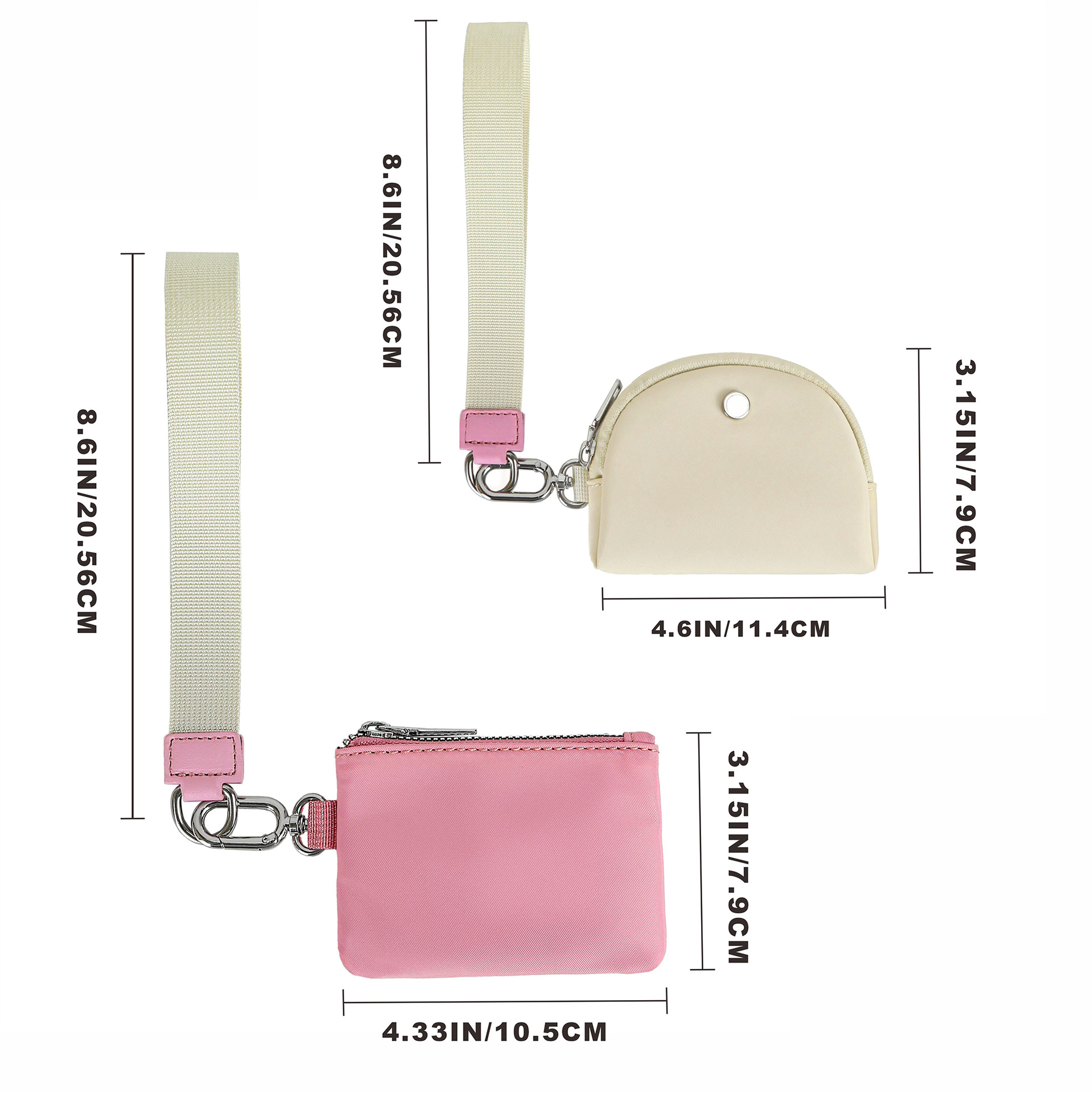 82g Weight Polyester Lining Material Zipper Closure Type Coin Purse Bags Type 1 Piece Quantity Daily Occasion Nylon Material Solid Color Pattern All Seasons Season Unisex Gender Simple Style Style Semicircle Shape Pink + White Black Black Gray Nylon Solid Color Semicircle Clutches 2