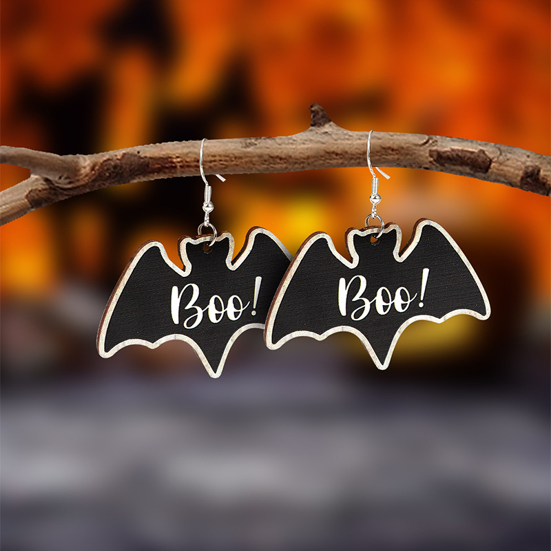 Holiday, Festival Occasion 1 Pair Funny Halloween Pattern Wood Drop Earrings
