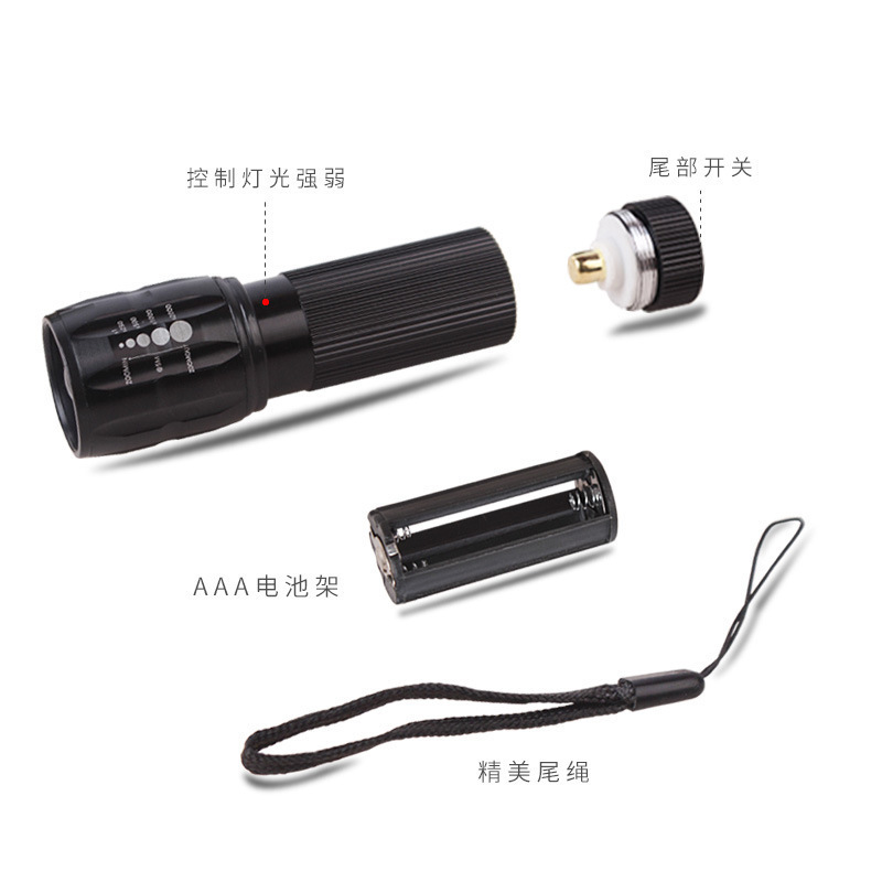 (2개) 자전거 텔레스코픽 초점 손전등 알루미늄 합금 3 루멘 LED 강한 가벼운 휴대용 야외 미니 방수