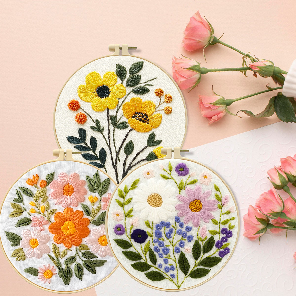 2025 nuevo paquete de material bordado diy serie de flores para principiantes paquetes de bordado transfronterizos Amazon nivel de entrada