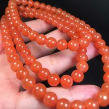 厂家批发 天然南红樱桃红佛珠7.5mm 三圈圆珠手串手链串珠diy配链