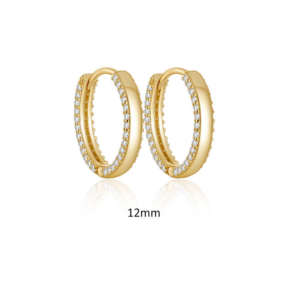 Round Pattern Women'S Gender Plating, Inlay Design 1 Pair 925 Sterling Silver Zircon Round Hoop Earrings