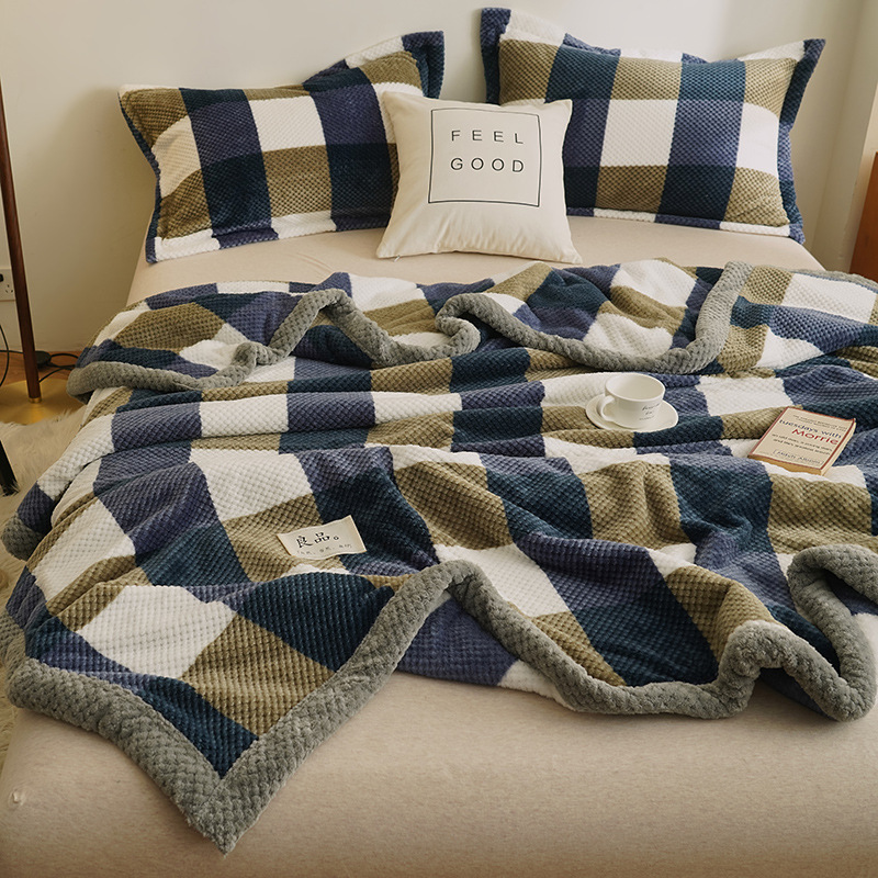 Amazon Cross-Border Coral Fleece Blanket, Thick Warm Flannel Milk Fleece Bed Sheet Sofa Cover Blanket Dorm Blanket