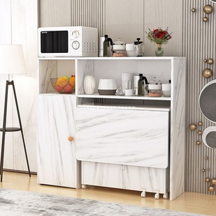 Simple and modern small apartment can move the folding dining table side cabinet combination cupboard cabinet microwave cabinet simple dining table