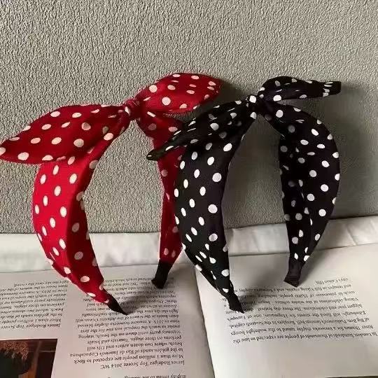 Retro haarband met stippen en strik voor dames brede haarband_voghion.com