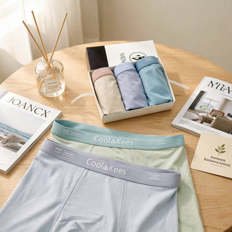 Men's Thin New Premium Mid-Waist 60% Cotton Combed U-Pouch Boxer Briefs, Breathable, Soft, Skin-Friendly, One-Piece Wholesale