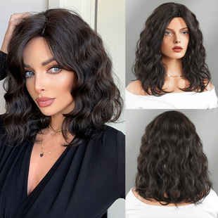 A generation of hair wig women's medium and long curly hair short hair bob head hair age-reducing chemical fiber high temperature silk wig set