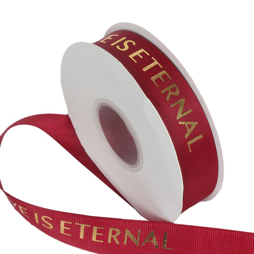 Wholesale gold letter ribbon 2.5cm silk ribbon wedding flowers English bouquet packaging flower satin ribbon cake