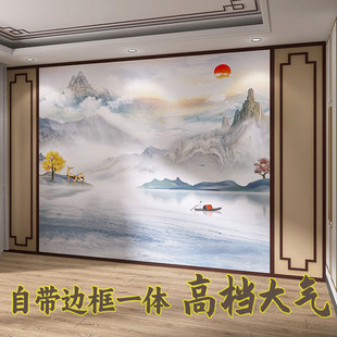 3D Stereo Mural Film and Television Wall New Chinese Landscape Painting Tv Background Wall Wallpaper Living Room Decorative Wallpaper 8D Wall Covering