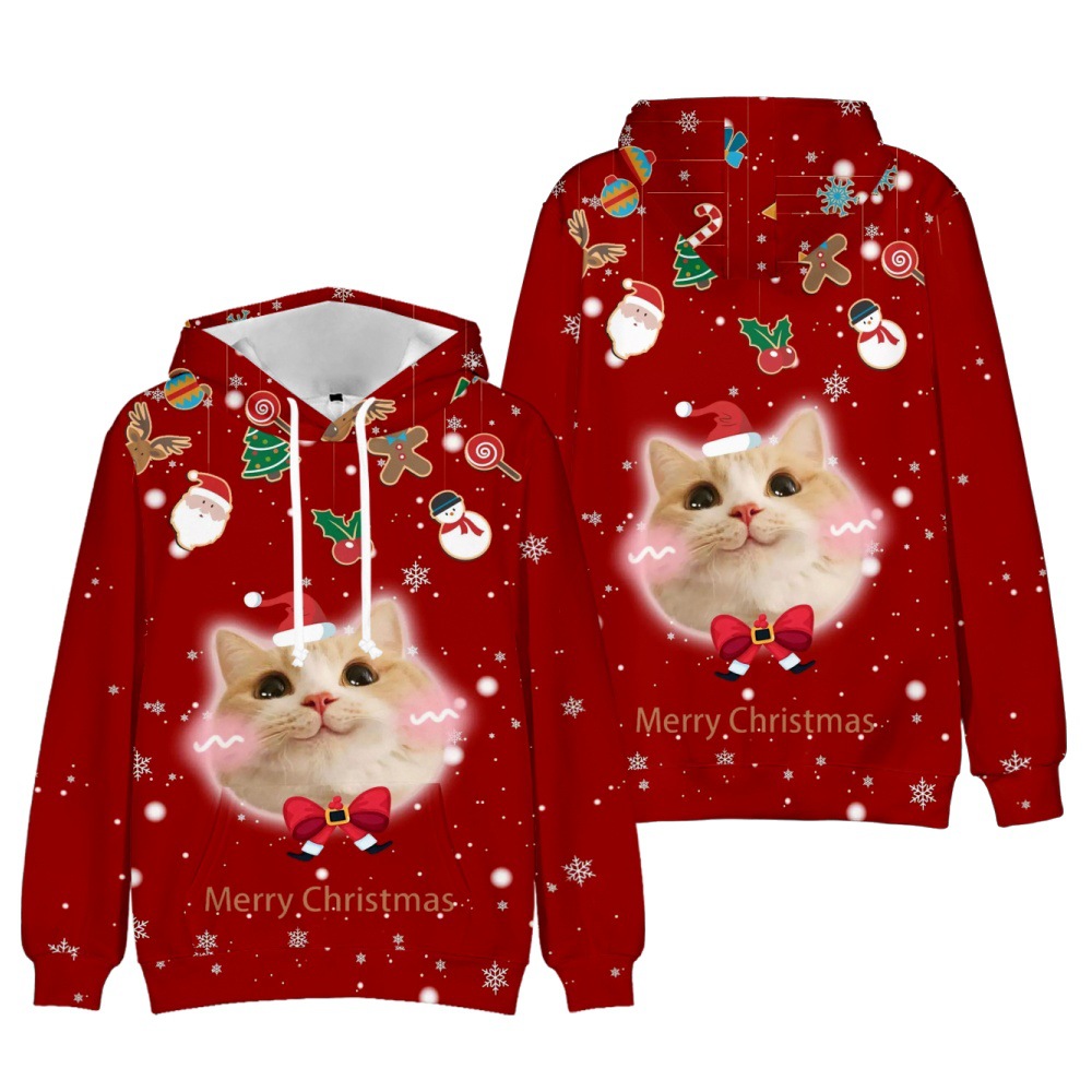 Men's Clothing Autumn and Winter Christmas Hoodies Christmas Tree Men's and Women's Pullover Clothes Wholesale_voghion.com
