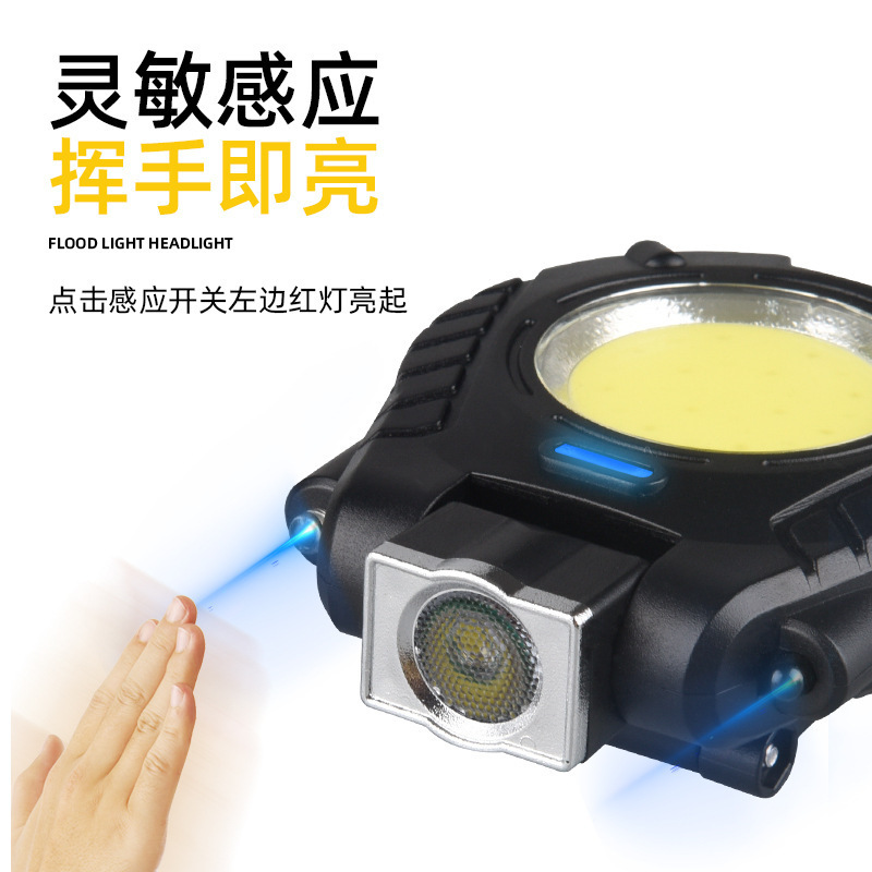 Nueva luz de tapa de inducción transfronteriza fuente de luz dual multifuncional mini linterna de luz fuerte luz de trabajo de pesca nocturna portátil