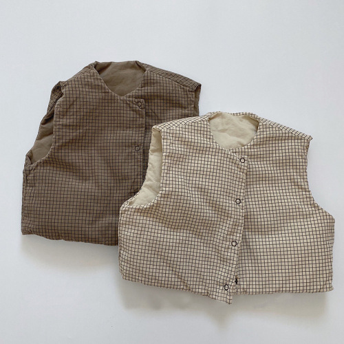 Korean version of ins autumn style for boys and girls, single-breasted cardigan, trendy style without hood, stylish cotton liner vest, children's clothing