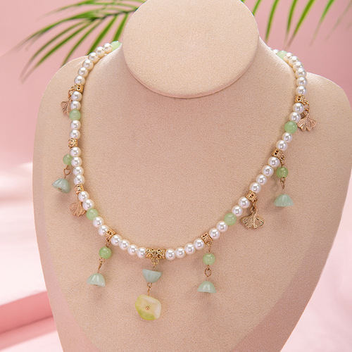 Simple retro derivative Da Qiao necklace ancient style Hanfu soft necklace open collar Tang style accessories 15.9GF049