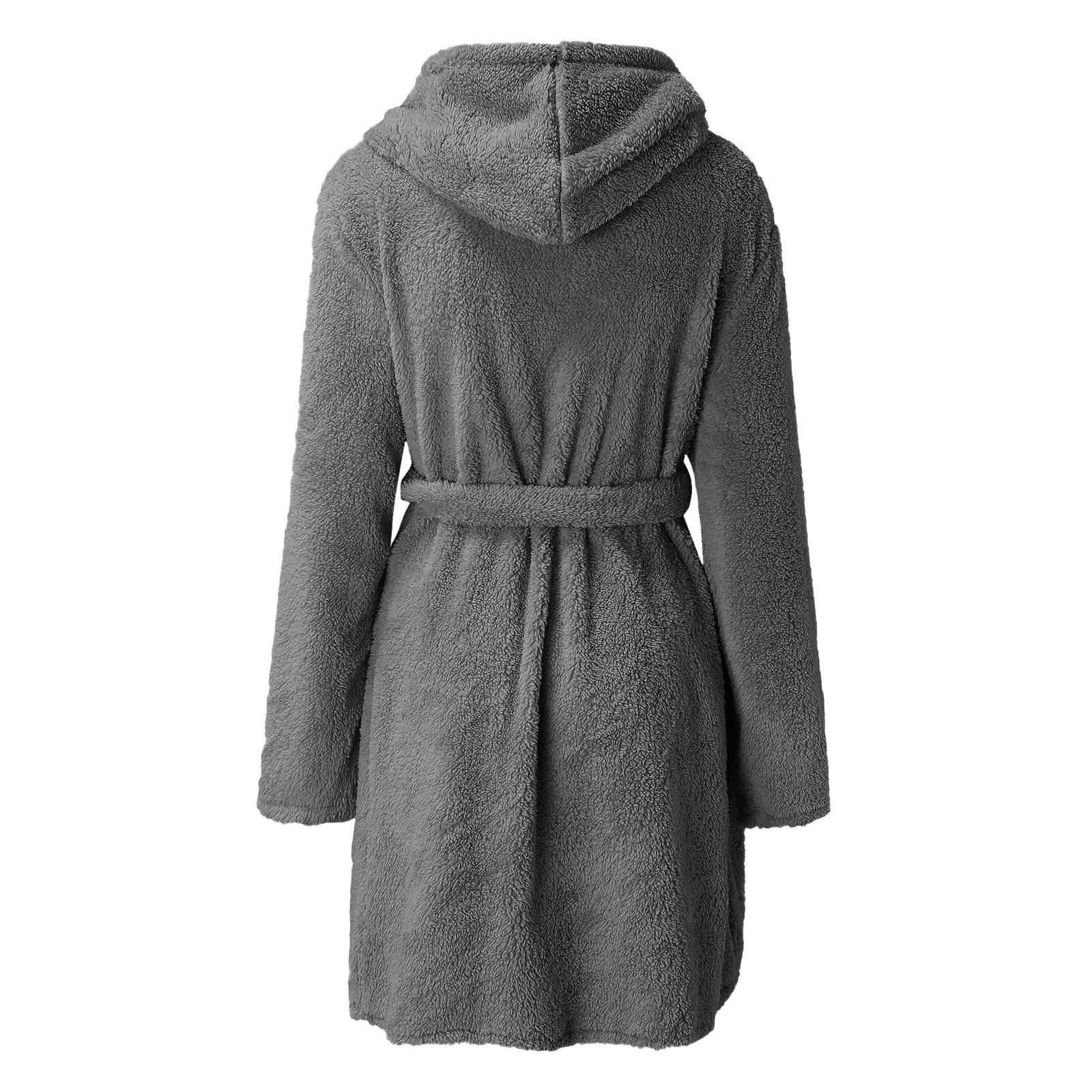 Pijama masculino de pelúcia com capuz para outono e inverno, cor sólida, roupão quente para mulheres_voghion.com