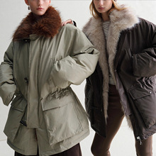 Mogs秋冬巨献 进口波兰白鸭绒可拆毛领微皱纸感立领派克羽绒服