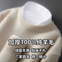 秋冬款100%纯羊毛衫男士加厚圆领打底毛衣宽松大码针织羊绒衫男