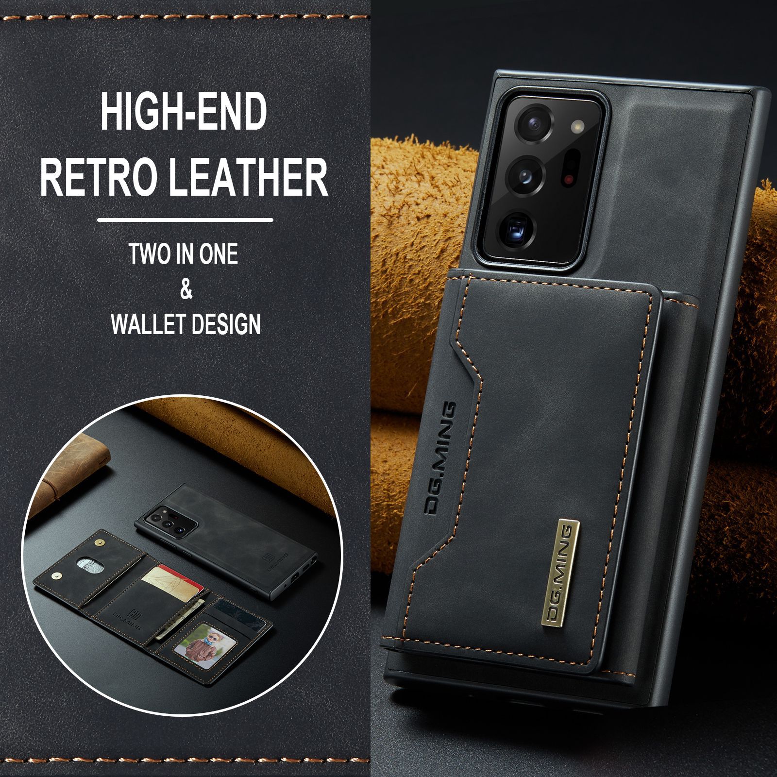 M2 Samsung Note20 Ultra mágneses kártyatartó védő bőr tok Note20 2 az 1-ben osztott telefontok_voghion.com