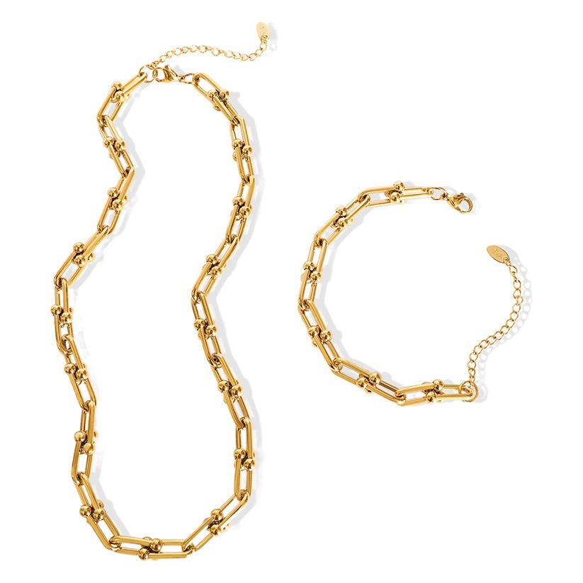 Europa y América ins joyería hip hop diseño de moda en forma de U collar de la hebilla de La Herradura personalidad de moda pulsera traje de joyería