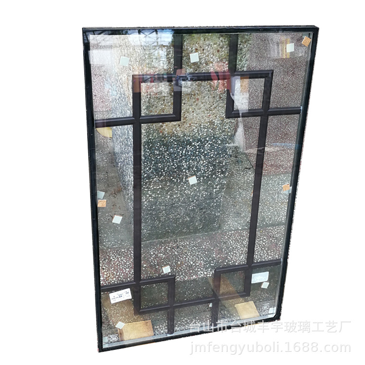 厂家直销简单窗花玻璃 四合院窗户玻璃铜条玻璃外贸出口