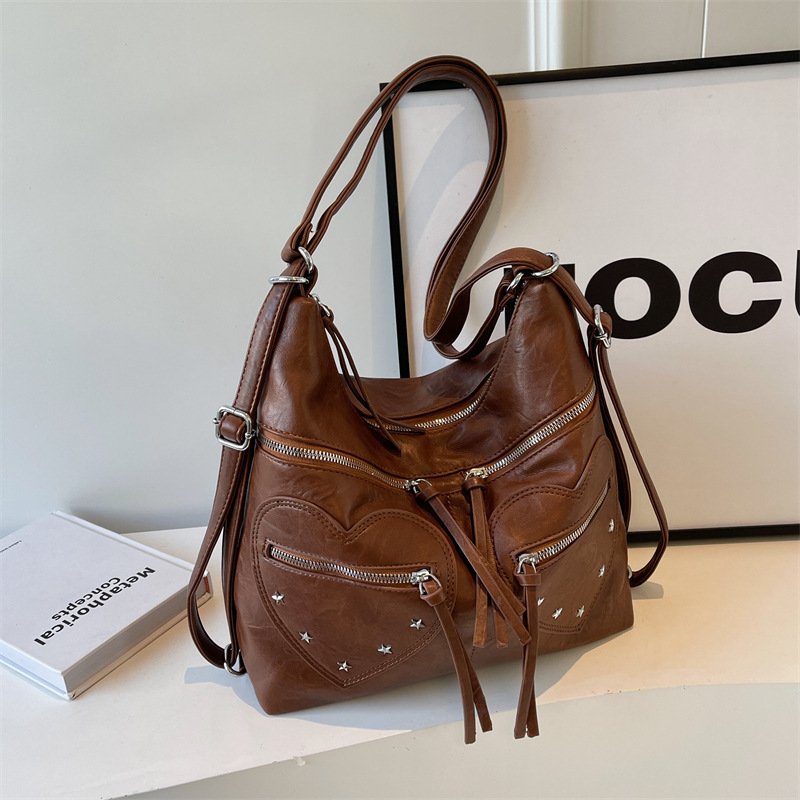 Leisure Soft Face Large Capacity Backpack for Women 2024 New Western Versatile Single Shoulder Fashionable Commuting_voghion.com