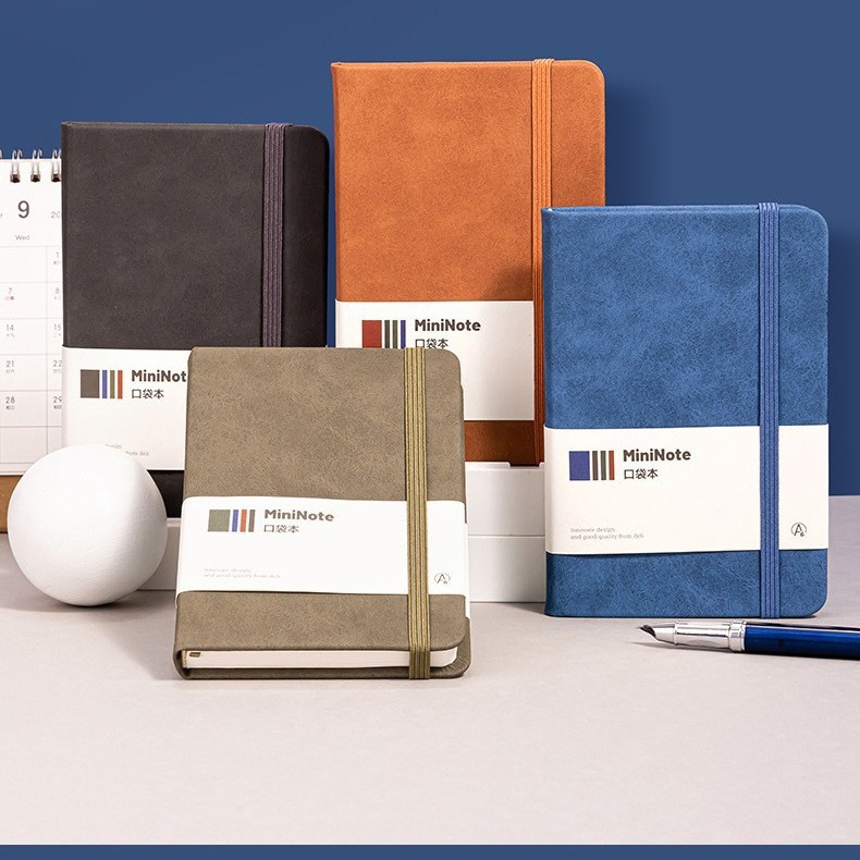 Deli BP118 cuaderno A6 Libreta de bolsillo pequeño cuaderno diario simple de negocios cinturón portátil