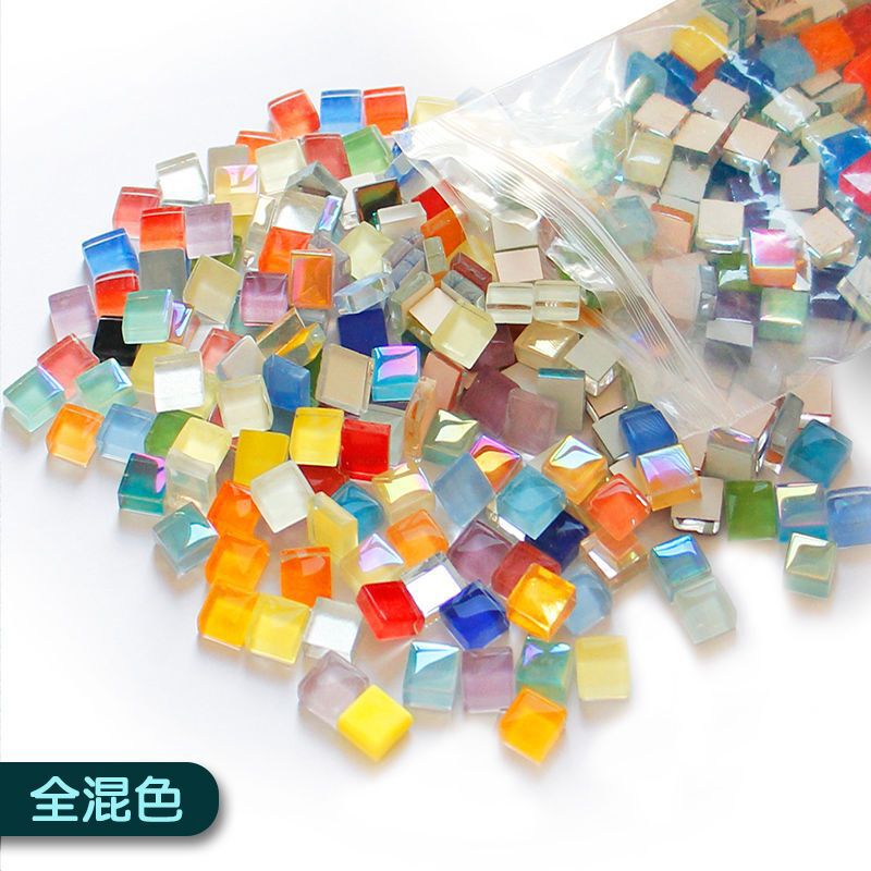 Mixed Mosaic Handmade Freeform Stone Materials Colorful Crystal Glass Loose Particles Decoration Self-Adhesive Foreign Trade Wholesale