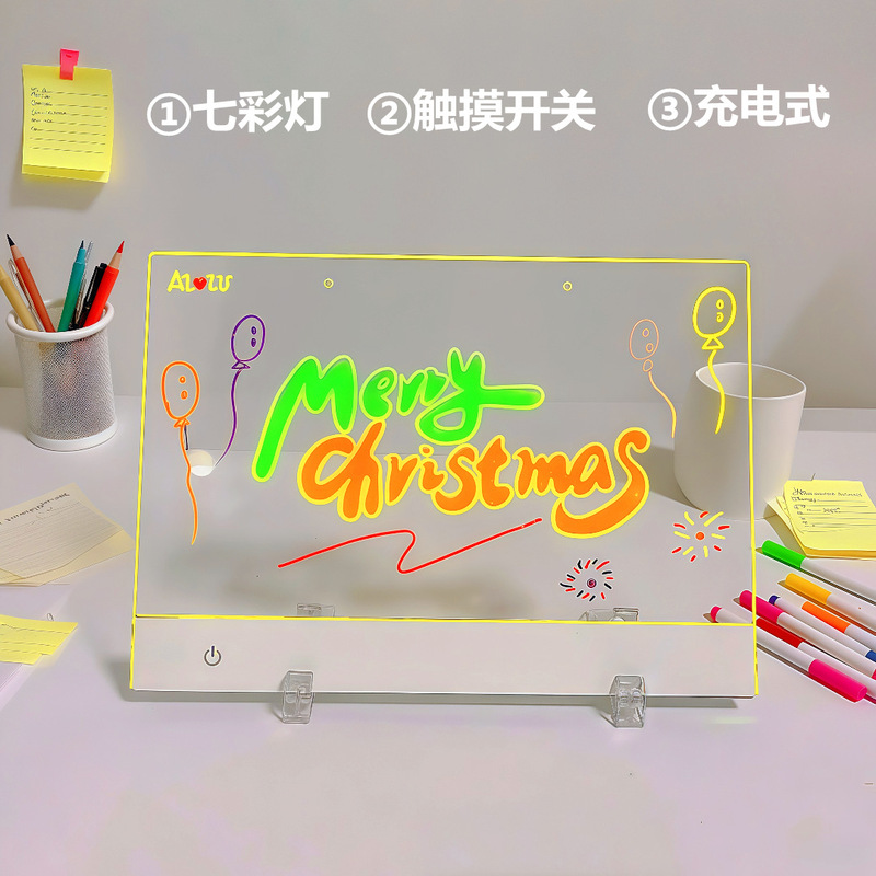 DIY Erasable Gift Drawing Board Transparent Acrylic Board Lamp Desktop Led Rechargeable Colorful Luminous Hand-Painted Atmosphere Lamp DIY Erasable Gift Drawing Board Transparent Acrylic Board Lamp Desktop Led Rechargeable Colorful Luminous Hand-Painted Atmosphere Lamp