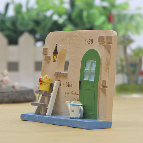 Small fresh resin cartoon creative house stairs micro landscape gardening moss succulent flower plug-in shooting props