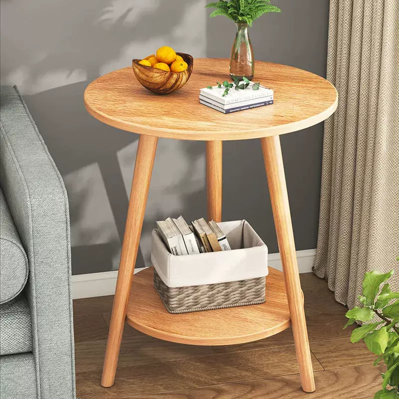 网红茶几小型床头柜简约ins风.边几茶台卧室家用双层小圆桌置物架