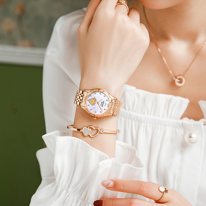 Mechanical Watch for Women, Waterproof, Fully Automatic, Fashionable Luminous Steel Band Women's Watch, High-End Large Dial Watch for Women