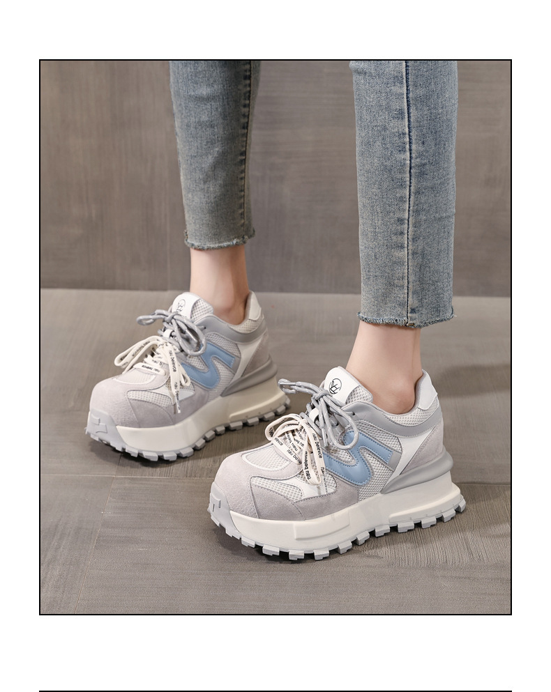 Giày sneaker nữ đế dày lưới thoáng khí phong cách daddy — màu be chi tiết 15