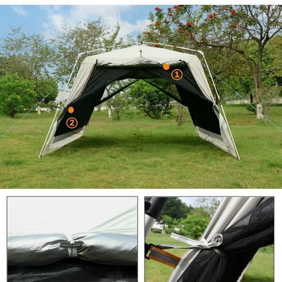 Mosquito Tent Camping Beach – Avtomobil yan çətirləri - khaki-aluminum-alloy-black-rubber-mesh-integrated-pergola-8-10
